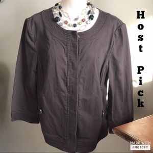 TALBOTS DK BROWN STRETCH JACKET- EUC